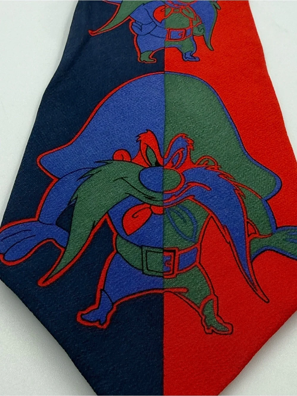 Looney Tunes by Balance 1992 Yosemite Sam 100% Silk Tie Cowboy Cartoon Vintage